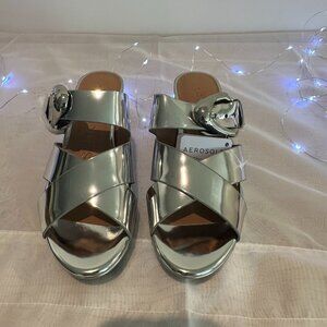 Aerosoles Collin Platform Sandals in size 7, Silver Metallic - New in box